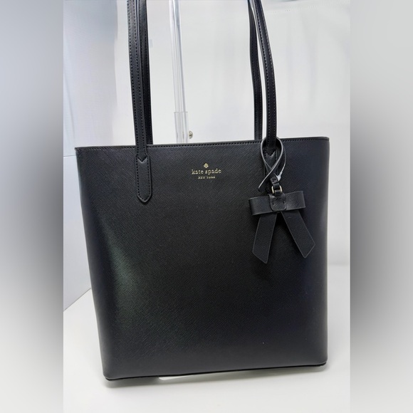 Kate Spade Black Leather Canvas Tote NWOT - Picture 2 of 7